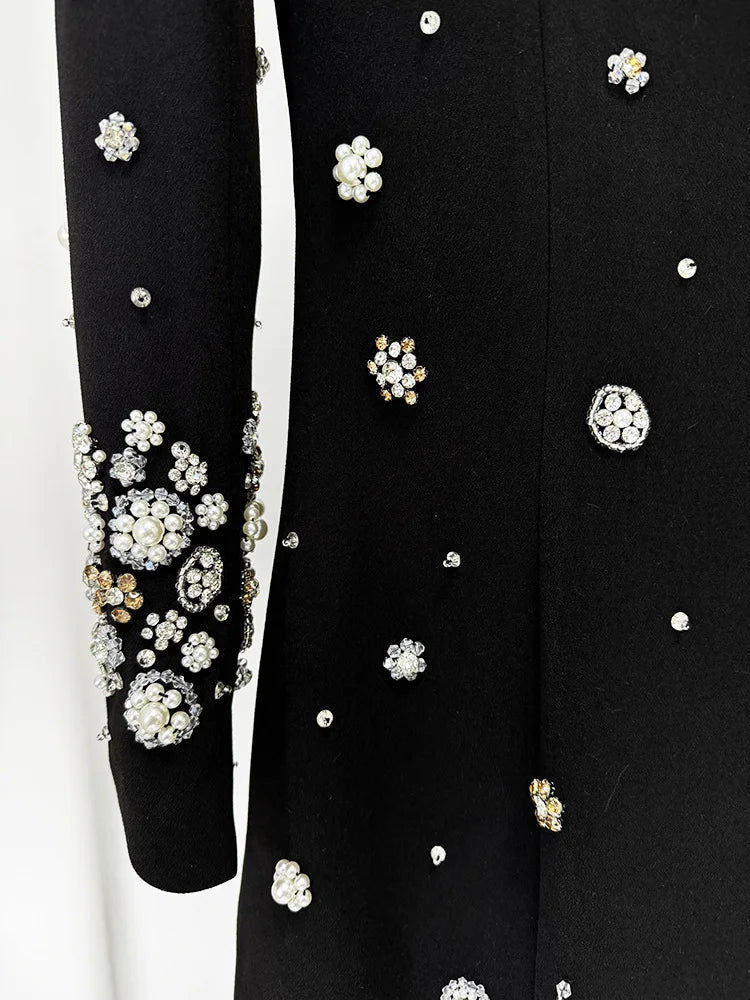 Fashion 2026 Designer Party Vestido Women's Formal Long Sleeve Luxurious Beaded Long Maxi Dress