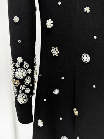 Fashion 2026 Designer Party Vestido Women's Formal Long Sleeve Luxurious Beaded Long Maxi Dress