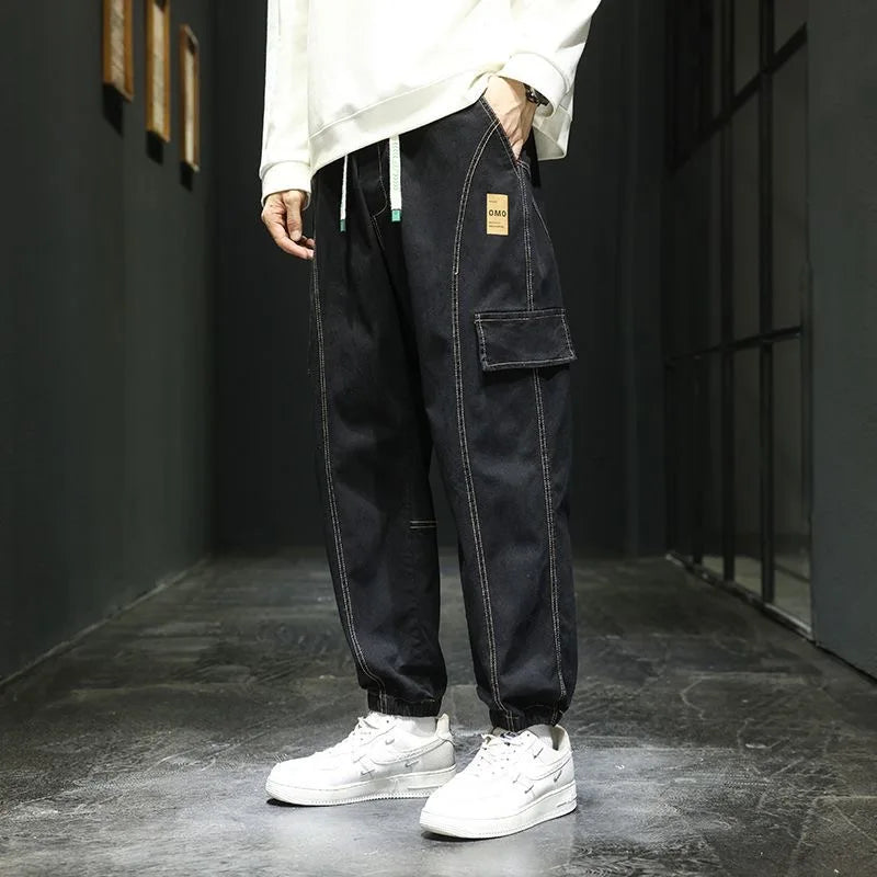 Spring and Autumn New Classic American Retro Loose Tight Leg Pants for Men's Casual Sports Large Size High Quality Jeans