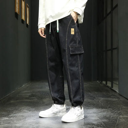 Spring and Autumn New Classic American Retro Loose Tight Leg Pants for Men's Casual Sports Large Size High Quality Jeans