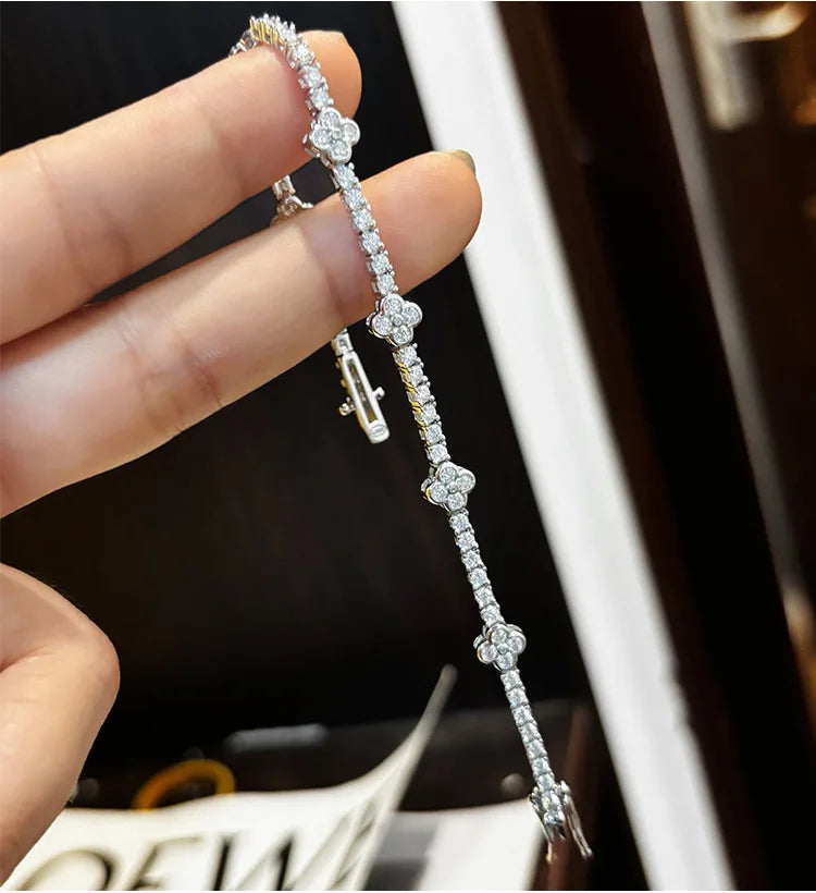 Full 3mm Tennis Moissanite Bracelet for Woman Sparkling Diamond S925 Sterling Sliver Party Wedding Bangles Jewelry