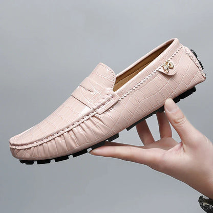 Patent Leather Loafers for Men, Crocodile Pattern, Korean Style, Trendy, Popular Casual Leather Shoes, Slip-On Loafers, Lazy Shoes