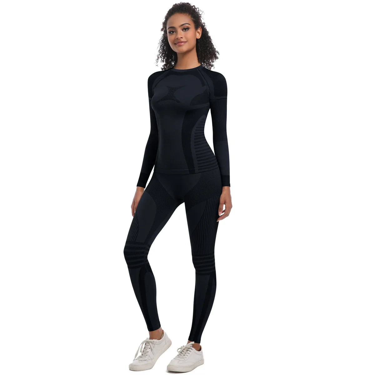 Women Skiwear Set Yoga Set Skiing Underwear Fitness Workout Thermal Gym Ski Snowboarding Running Yoga Exercise Suit Long Johns