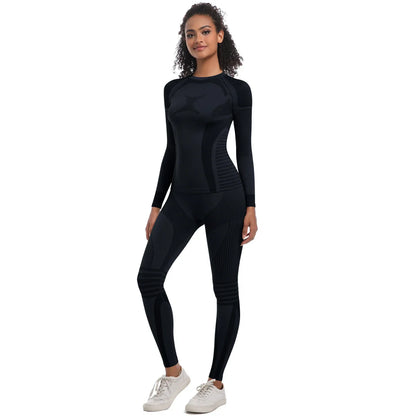 Women Skiwear Set Yoga Set Skiing Underwear Fitness Workout Thermal Gym Ski Snowboarding Running Yoga Exercise Suit Long Johns