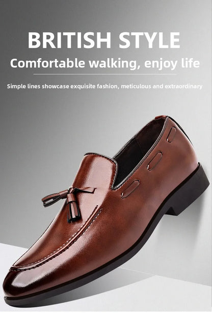 Summer New Large Size Men's Leather Shoes Business Formal Casual Wedding Knot Shoes round Toe Flat Heel Rubber Outsole