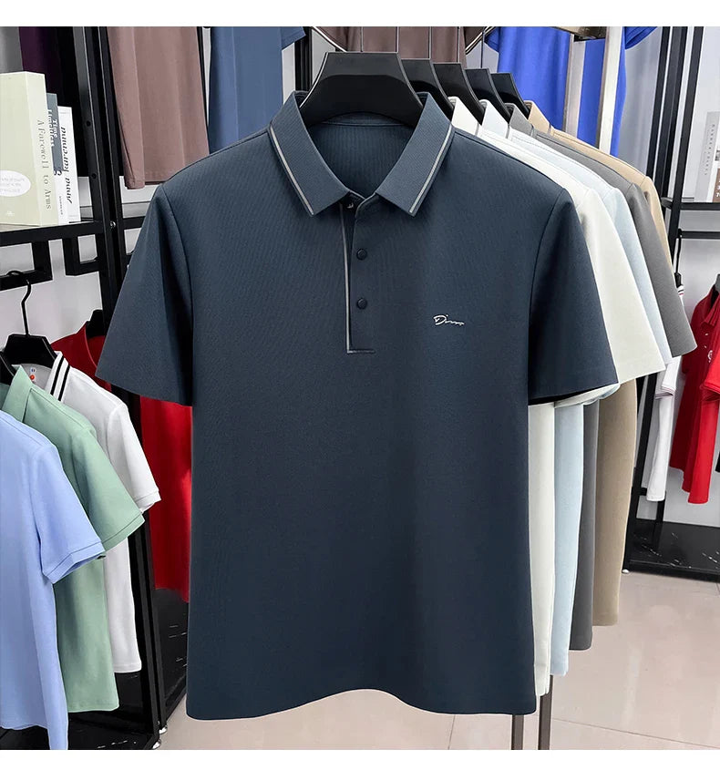 Light luxury brand letter emboss short sleeve T-shirt summer popular men polo shirt comfort silky breathable business casual top