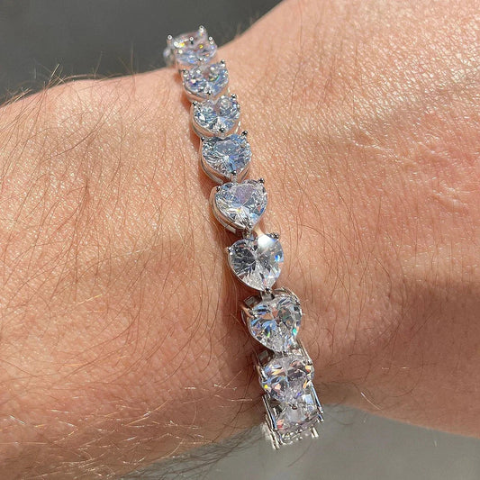 3/5/6.5mm Heart Cut Moissanite Tennis Bracelet with Certificates 925 Sterling Silver Sparkling Diamond Bracelets for Women