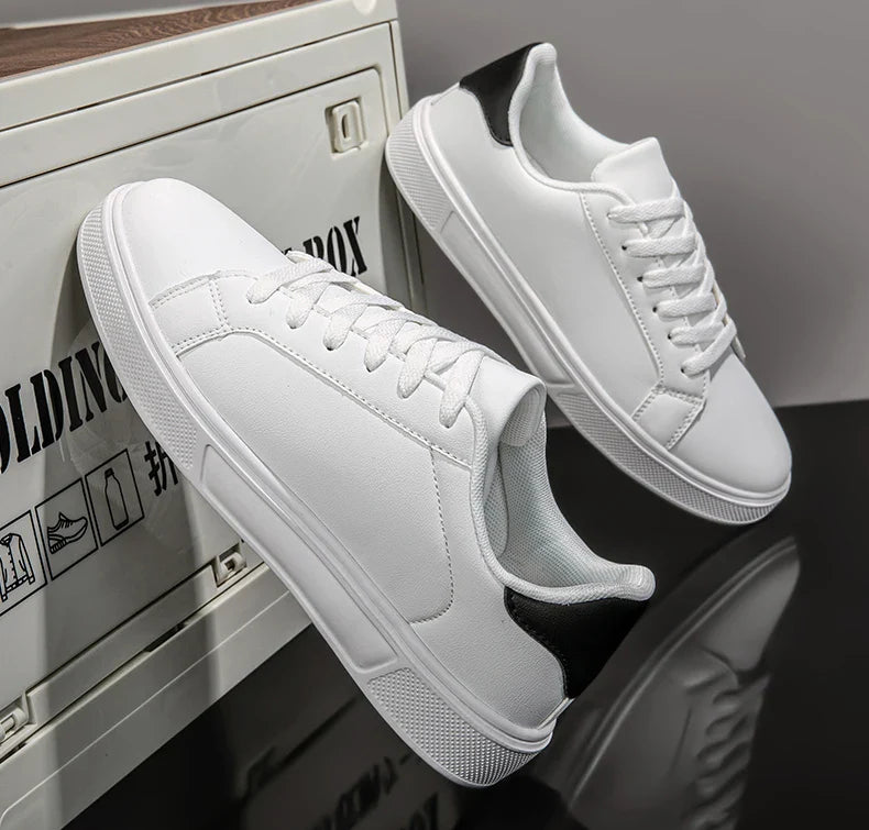 Business Casual Men's Shoes Soft Women Shoes Comfortable Casual PU Leather Shoes for Men Autumn Solid White Men Sneakers