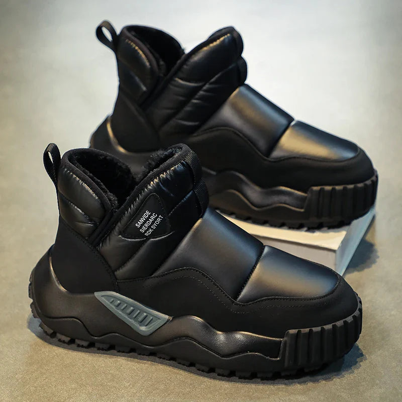 Winter shoes men's high top plush warm cotton shoes, high-quality and fashionable cold resistant outdoor cotton boots snow boots
