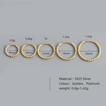 925 Sterling Silver Fashion Minimalist Beads Huggies Hoop Earrings for Women Trend Charm Ear Buckle Bohemian Jewelry Gift