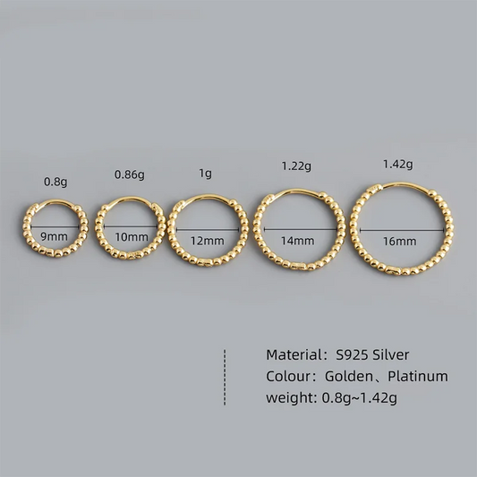 925 Sterling Silver Fashion Minimalist Beads Huggies Hoop Earrings for Women Trend Charm Ear Buckle Bohemian Jewelry Gift