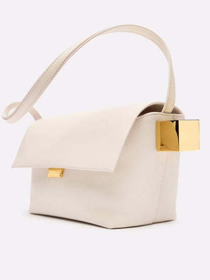 Women's Shoulder Bag with Flap, Solid Color Fashion Top Handle bag with Metal, Women's Luxury Design Handbag for Everyday Style