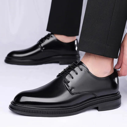 Soft Bottom Men's Dress Shoes Business Casual Black Wedding Groomsmen Shoes Comfortable Rubber Sole Adult Footwear