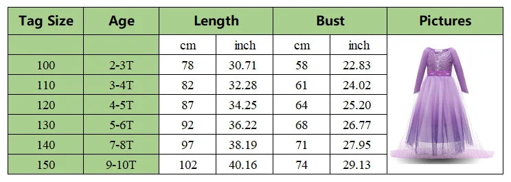 2026 Princess Girl Dress Snow Queen Halloween Cosplay Elsa Party Purple Costume Role Play Clothes Children Outfit Dress