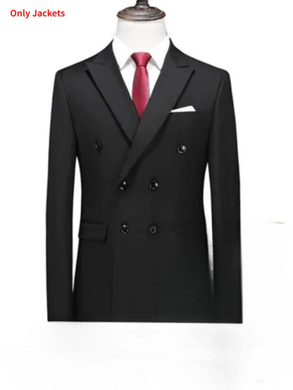 Double Breasted Mens Suit Four Seasons Wedding Business Formal Slim Fit Tuxedo Jacket Trouser Set