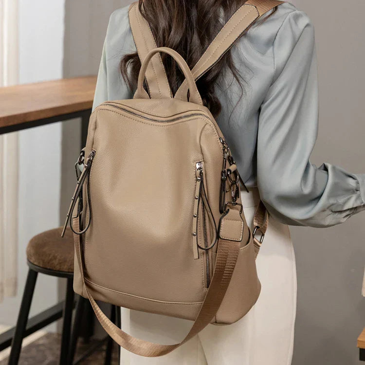 Large capacity retro style soft women's backpack, convertible shoulder bag, perfect for commuting and travel