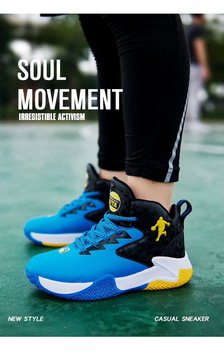 Fashion Brand Basketball Shoes Boy Kid Trainers Non-slip Children's Sports Shoes Outdoor Leather Basketball Sneakers Kids Girls