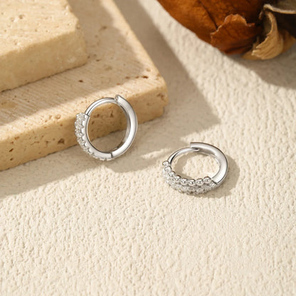 D Color Moissanite Ear Buckle 925 Sterling Silver Fashion Polishing Beads Lab Diamond Hoop Earrings For Women Jewelry