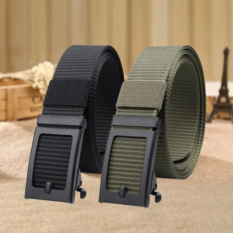 Men's And Women's Toothless Automatic Buckle Belt Military TrainingCanvas Belt New Metal Buckle Young Students' Versatile Belt T