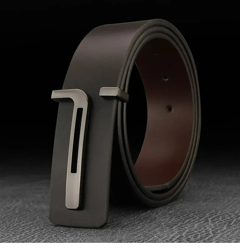 3.8cm Fashion Men's Belts High Quality Designer Luxury Famous Genuine Leather Belt Jeans Formal Cowskin Black Male Waist Strap
