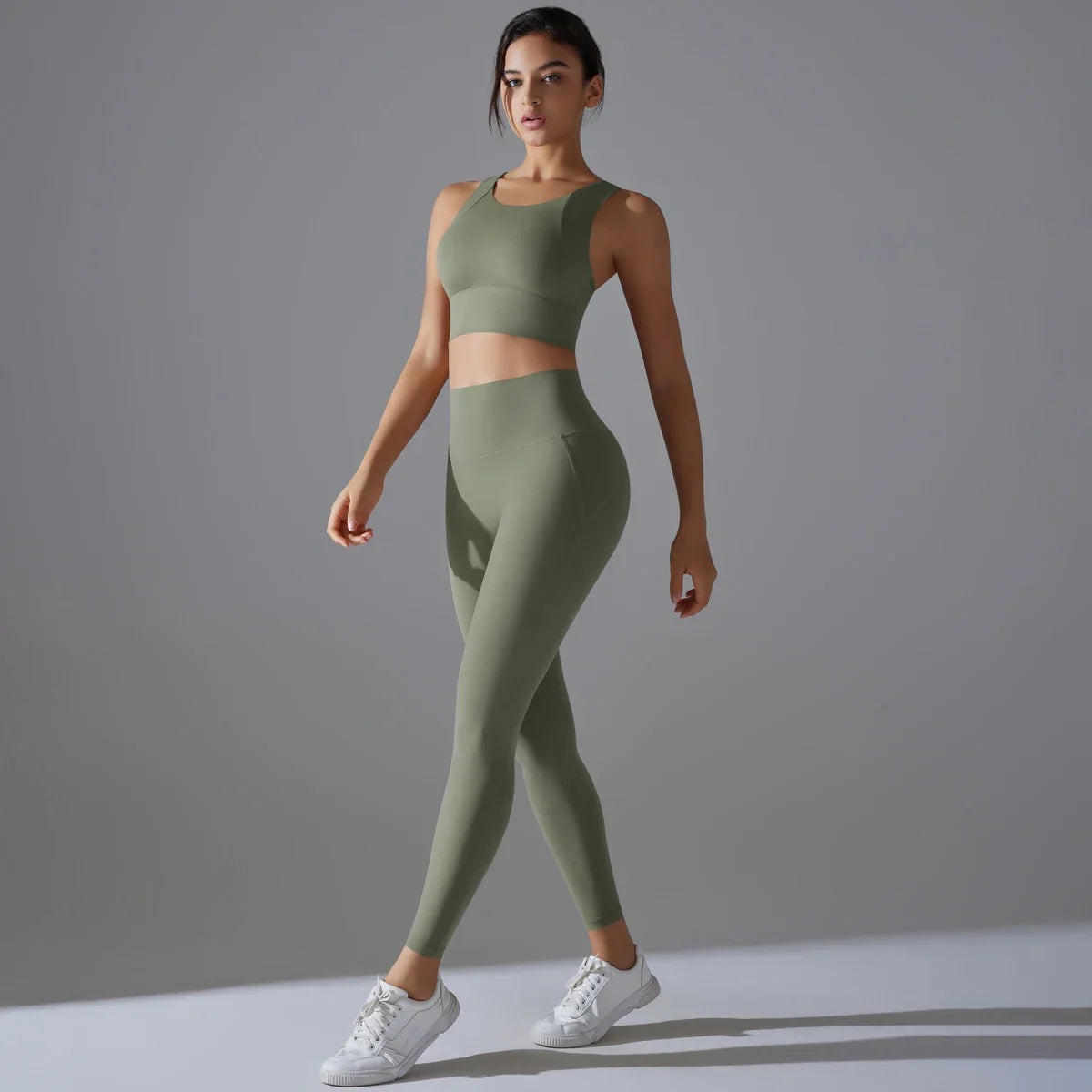 Yoga Set Women's tracksuit Women Fitness Crop Top Shockproof Sports Bras Yoga Gym Running Pants Sportswear Running Fitness Yoga