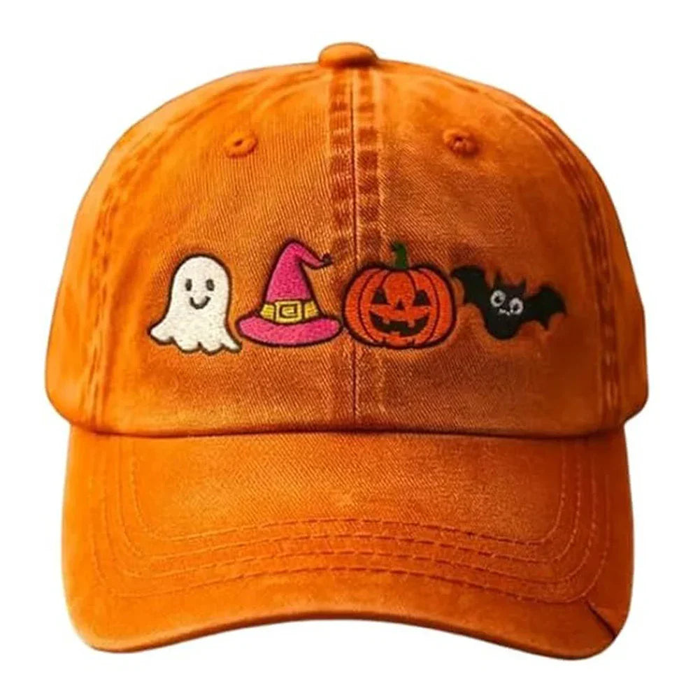 Halloween Unisex Baseball Hat for Women Men Pumpkin Embroidery Baseball Cap for Outdoor Activities Like Hiking Fishing