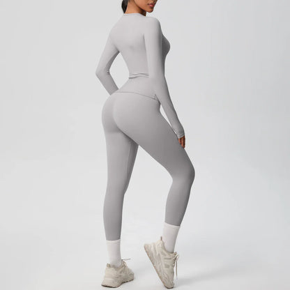 2 PCS Sportswear Yoga Set Gym Clothes Yoga Suits For Women Fitness Set Tracksuits Sports Long Sleeve Crop Top Gym Leggings