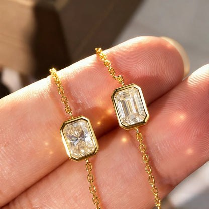 1CT Solitaire Diamond Moissanite Bubble Bracelets For Women 925 Silver Plated 18k Minimalist Charm Wrist Chain Adjustable
