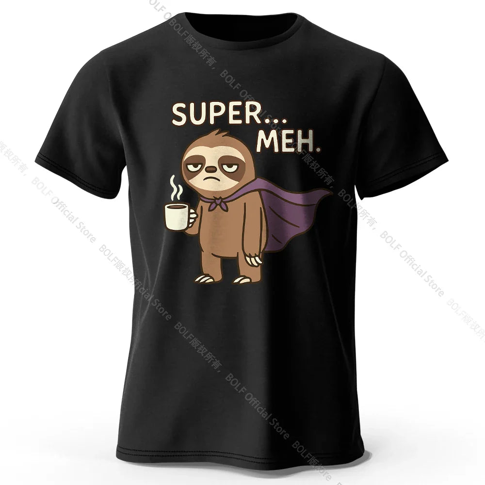 Men's Super Meh Printed T-Shirt 100% Cotton Oversized Apathetic Graphic Tees for Women Summer Tops Slacker Streetwear