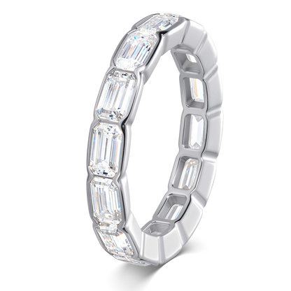 D Vvs1 3*5mm Emerald Cut Moissanite Rings for Women Full Eternity Bands Wedding Bridal Jewelry Pure S925 Silver Gift