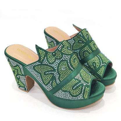 Shoes Open Toe Slingbacks Low (1cm-3cm) Women Pumps for Party Lady Sandals with Heels Italian Shoe with Rhinestone