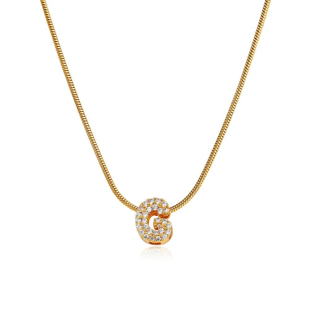 Fashion Tiny CZ Zircon Initial Alphabet Pendant Neckalce Gold Plated Stainless Steel A-Z Letter Necklaces Birthday Gifts Jewelry