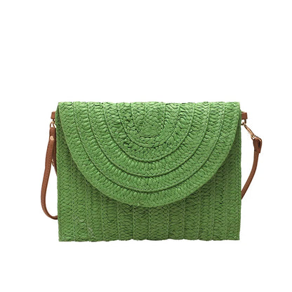 Straw Woven Shoulder Crossbody Bag Beach Clutch Handbag Casual Summer Handmade Envelope Bags for Women Totes Purse