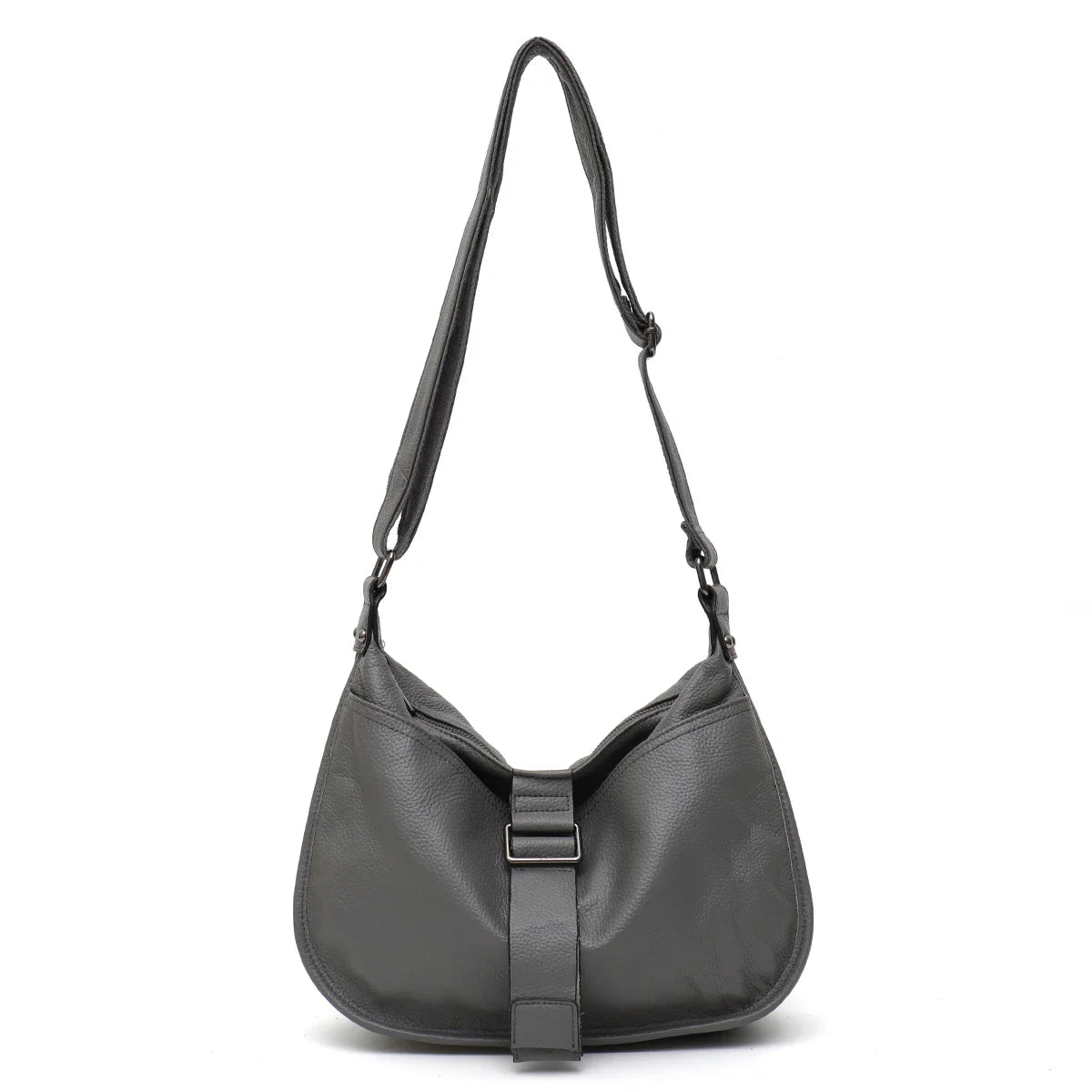 Women Design Style Genuine Leather Shoulder Bag Multi Pockets Casual Daily Slouchy Preppy Chic Handbag Messenger Satchel Purse