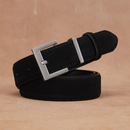 Fashion Suede Cowhide Women‘s Belts Genuine Leather 2.8cm Wide Belt Metal Buckle Women Belt Matched Dress Jeans Skinny Girdle