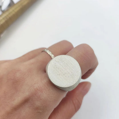 Custom  Engraved Pinky Ring 13mm Round Signet  Ring Custom Family Badge ring for Women Men Ring Copper Jewelry