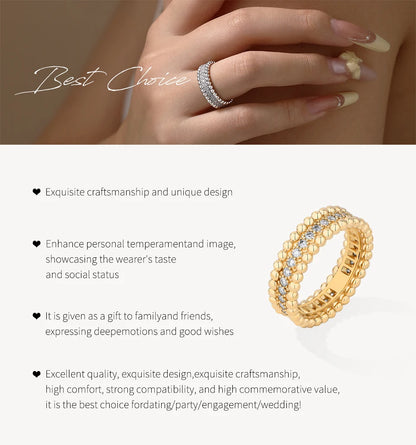New Trends Moissanite Eternal Rings for Women S925 Sterling Silver D VVS1 Diamond Elegant Engagement Bands Fine Jewelry