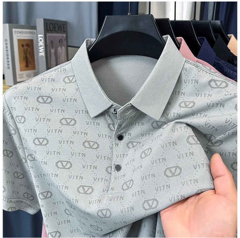 Fashion brand men's short sleeve polo shirt summer new item original printing custom design youth comfortable top casual T-shirt