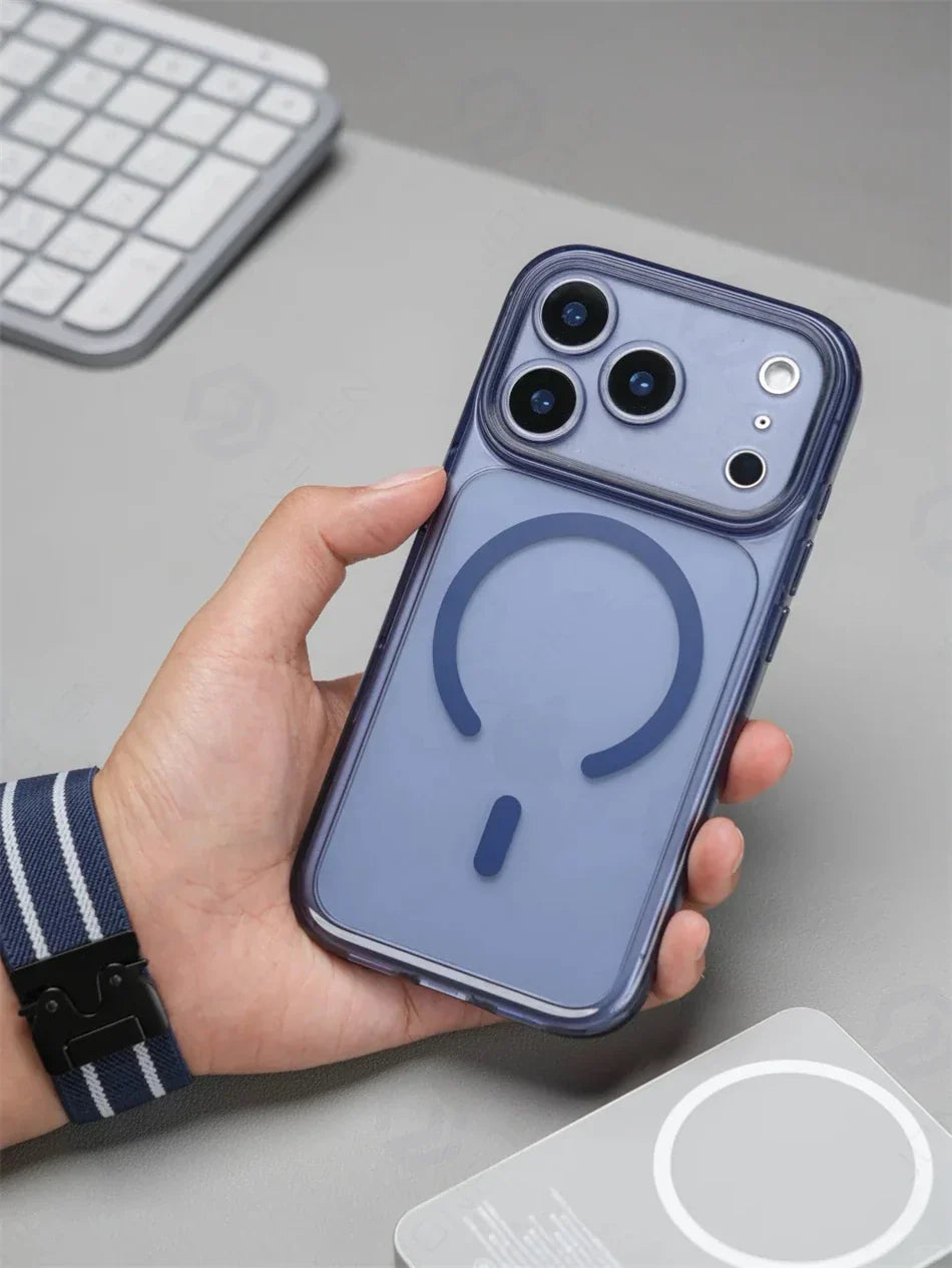 Business Matte Clear Camera Button Magnetic Case For iPhone 17 Pro Max Air 17pro Detachable Lens Shockproof Cover For Magsafe