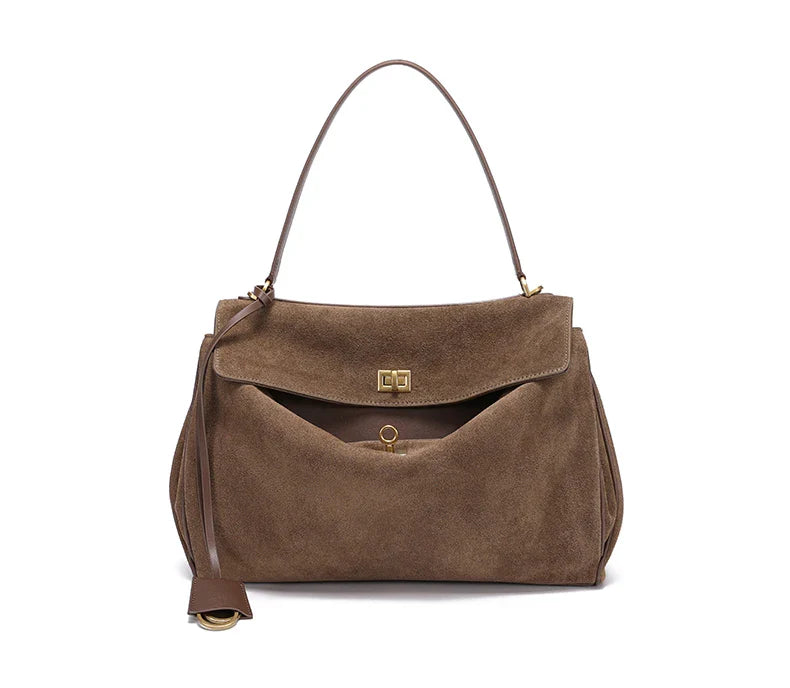 2025 Autumn Winter Women's Suede genuine leather Bag Shoulder Handbag Large Capacity Single Tote Bag Handbag Luxury Designer Bag