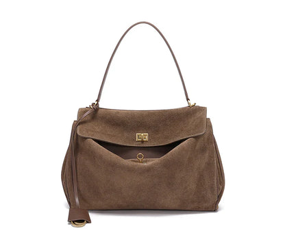 2025 Autumn Winter Women's Suede genuine leather Bag Shoulder Handbag Large Capacity Single Tote Bag Handbag Luxury Designer Bag