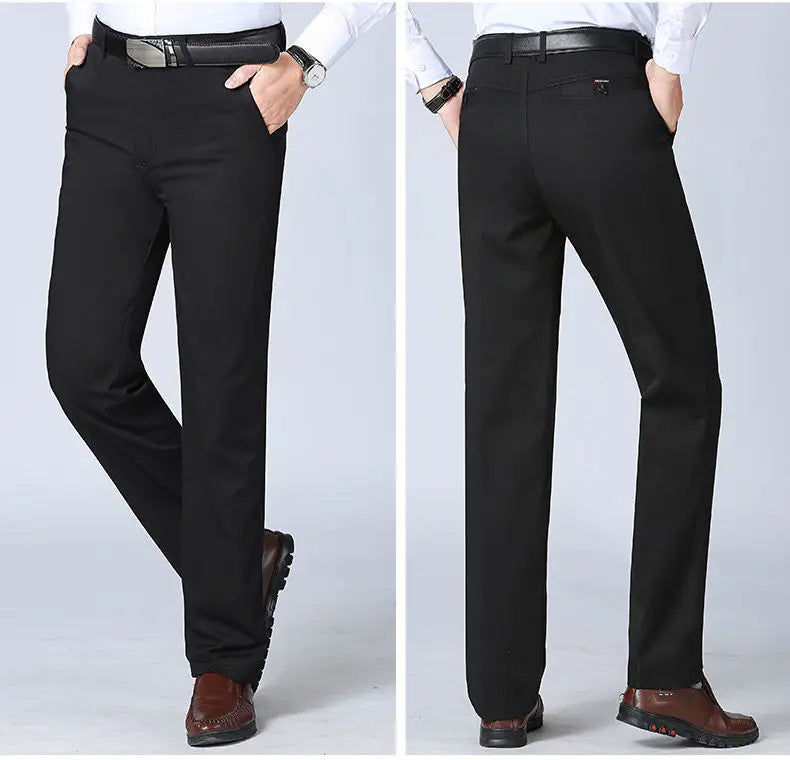 Men's 100% Cotton Autumn Thick Summer Thin Trousers Fashion Cargo Pants Smart Casual Solid Khaki Gray Brand Suit Pant GOZBKF
