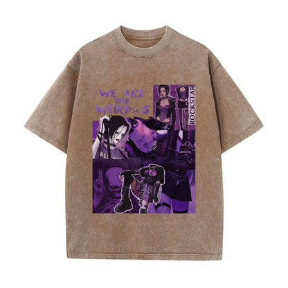 Japanese Anime Nana Osaki Print Vintage Washed Tshirt Harajuku Streetwear Graphic T-Shirt Summer Short Sleeve Cotton Tshirt