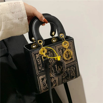 Fashion Top-Handle Bag for Ladies Elegant Handbag with Royal Embroidery Design Versatile Crossbody Style Women Handbags Hand Bag