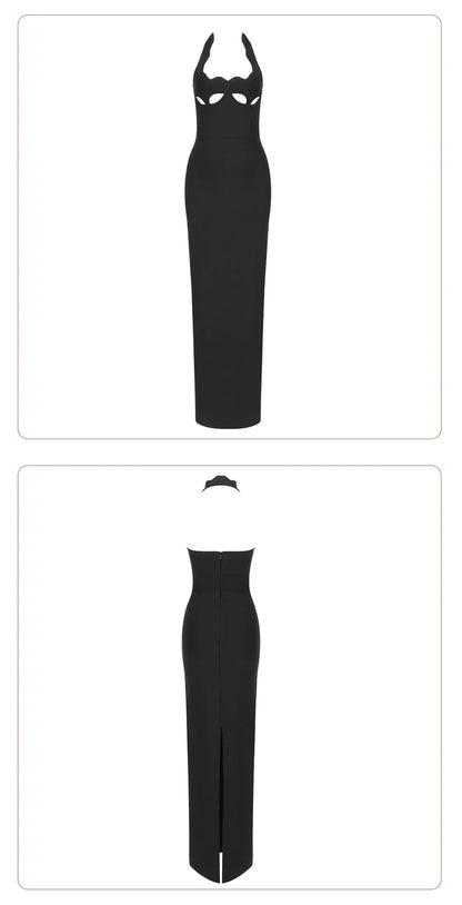 Red Cut-Out Halter Bodycon Christmas Dress for Women Sexy Backless Evening Dresses Sleeveless Slim Fit Party Dress
