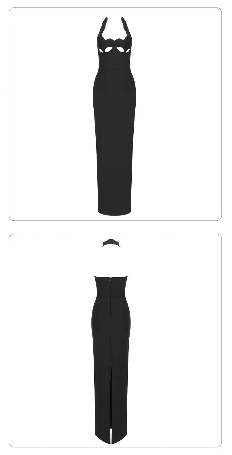 Black Halter Elegant Dress For Women 2025 New Summer Evening Party Celebrity Bodycon Long Dress Red Brown Prom Vestido