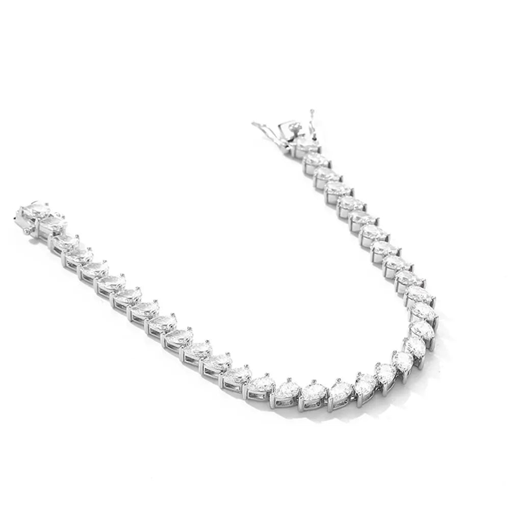 4x6mm Pear Moissanite Tennis Bracelet s925 Sterling Silver Plated 18k White Gold with GRA Fine Bracelet for Women Man