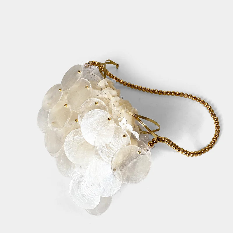 New Shell Bag Natural Beimu sequins Hand woven Bead Bead Bag Shoulder Bag