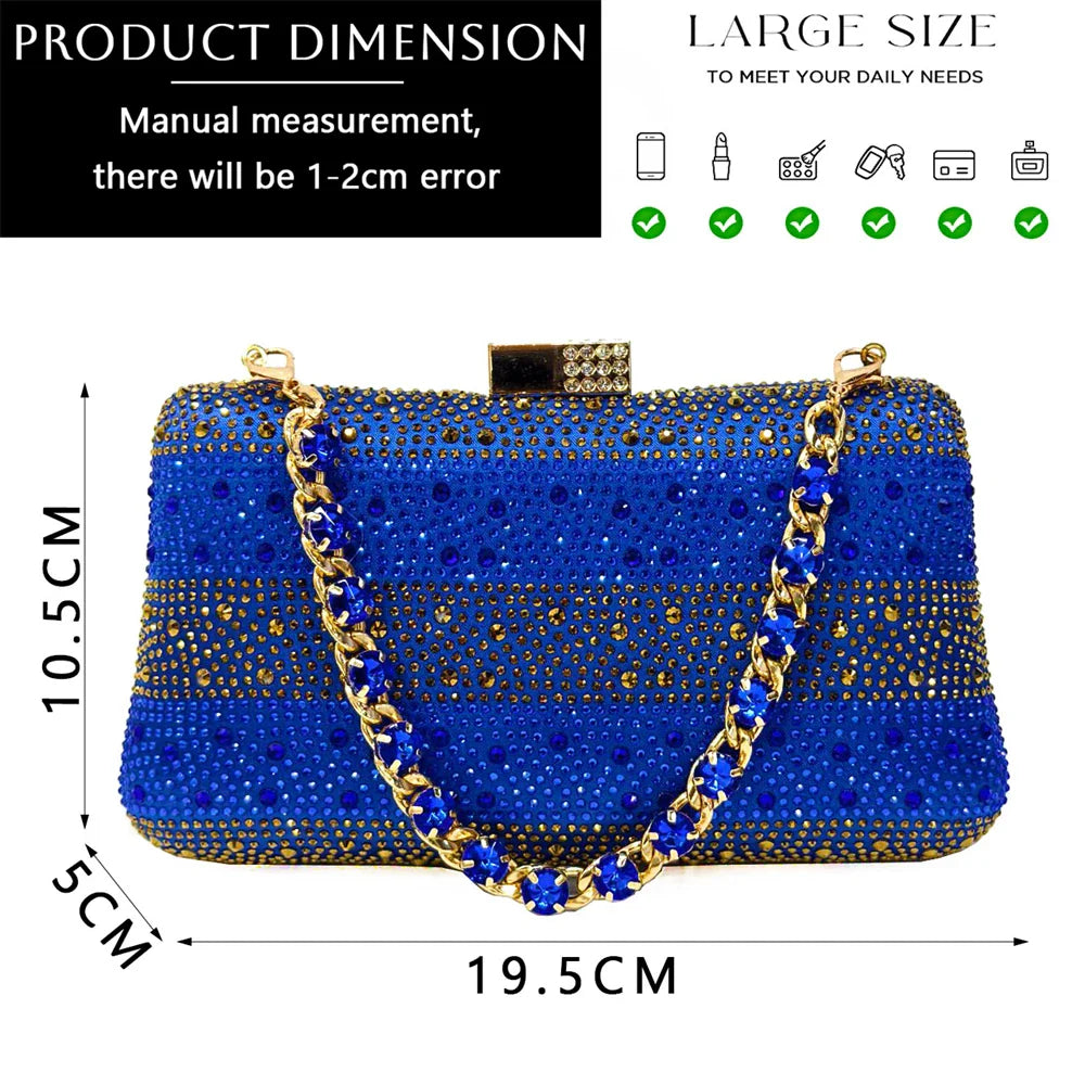 Elegant High Heels Shoes and Bag Set for Women Pointed Toe Black Color Hollow Rhinestones Matching Bag