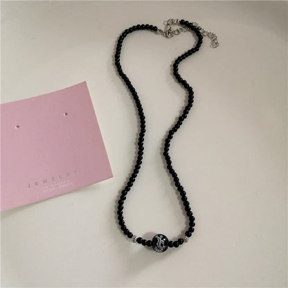 Gothic Black Peach Heart Star Pendant Necklace For Women Men Sliver Color Love Short Choker Punk Y2K Charms Jewelry Accessories